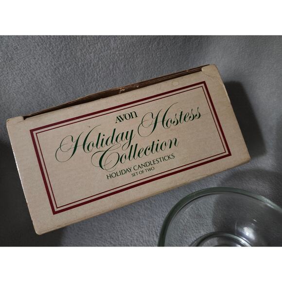 Vintage 1981 Avon Holiday Hostess Collection Candlestick Holder Candy Dish Holly - Picture 10 of 11